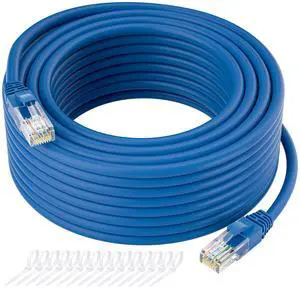 Cat5e Ethernet Cable 300 FT, Cat 5e Internet Cable, Blue Snagless Patch Cord, Flexible, Network, LAN, PoE, Standard RJ45 Connector for PC, Server, Router, Modem, TV, PS5 - with 15 Cable Ties Cat5e Ethernet Cable 300 FT, Cat 5e Internet Cable, Blue Snagless Patch Cord, Flexible, Network, LAN, PoE, Standard RJ45 Connector for PC, Server, Router, Modem, TV, PS5 - with 15 Cable Ties