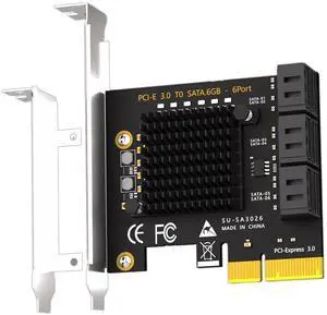GLOTRENDS SA3026 6-Port PCIe X4 SATA Expansion Card, Compatible with Windows,Linux,Mac OS,NAS