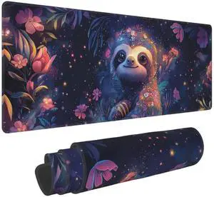 Sloth Large Mouse Pad Extended Desk Mat for Keyboard and Mouses Gaming Rubber Keyboards Mats Home Office Computer Accessories Waterproof and Non-Slip 31.5x11.8 Inch
