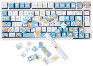 GK GAMAKAY 137 Keys Keycaps Set, MDA Profile Five-Sided Thermal Sublimation Keycap for 61/64/68/75/80/81/83/87/96/98/104/108 Layout Mechanical Gaming Keyboard (Ducks)