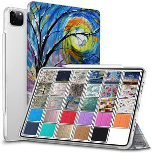DuraSafe Cases for iPad PRO 11 2 Gen 2020 [ PRO 11 Inch 2nd ] Printed Slim Lightweight Protective PC Dual Angle Stand Clear Flip Back Cover - Tree Sculpture Print