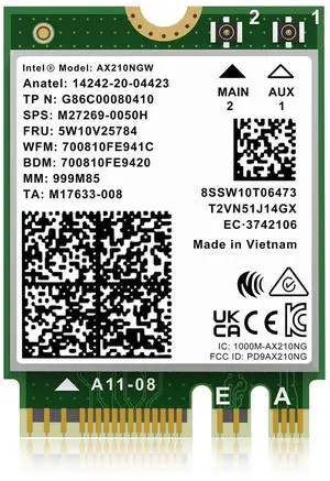 WiFi 6E Wireless Card Intel AX210NGW, Bluetooth 5.3 Tri-Band 5400Mbps M.2/NGFF Network for PC Laptop AX210 Network Card Support Windows 10/11 (64bit)