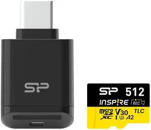 Silicon Power 512GB Inspire UHS-1 (U3) A2 TLC Micro SDXC Memory Card with USB Reader SP512GBSTXLA2VC2 NOT Compatible with Switch2