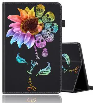 Case for All-New Amazon Fire HD 10 and Fire HD 10 Plus Tablet (11th Generation 2021 Release), Durable Shockproof Protective Cover with Auto Wake/SleepSugar Skulls and Sunflowers