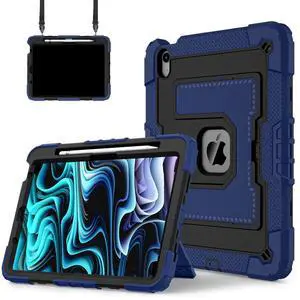 Kids Case Compatible with iPad Air 11 Inch M2 / M3 (2024/2025) 6th Generation 2024 iPad Air 5th/4th Generaton 10.9 Inch (2022/2020),Full Body Shockproof Case with Pencil Holder Kickstand Handle Strap
