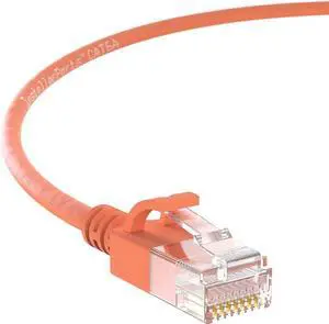 InstallerParts Ethernet Cable CAT6A Slim Cable UTP Booted 0.5 FT (10 Pack) - Orange - Professional Series - 10Gigabit/Sec Network/High Speed Internet Cable, 550MHZ, 28AWG