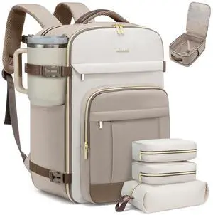 LOVEVOOK 50L Travel Backpack for Women & Men - 18 Inch Carry On Backpack & Personal Item Backpack for Airlines, Spacious and Durable Design, with 3 Packing Cubes