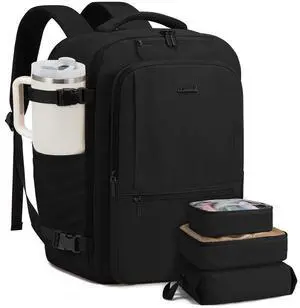 LOVEVOOK Travel Backpack for Women & Men, 50L Large Carry On Backpack Airline Approved, TSA Personal Item Weekender Bag, Water Resistant Laptop Backpacks with 3 Packing Cubes for Travel Essentials