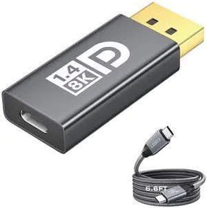 8K@60Hz USB C to DisplayPort 1.4 Adapter and USB 3.2 Gen2x2 Cable Suit,Thunderbolt 3/4 to DP Converter, Compatible with MacBook,Phone 17/16/15,iPad Pro,Samsung,Galaxy,Lenovo/HP/Dell/ASUS