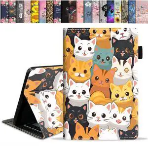 stmedazm Case for All-New Amazon Fire HD 10 & 10 Plus Tablet 10.1" (13th/11th Generation, 2023/2021 Release), Slim Stand Folio Cover with Card Slot & Auto Wake/Sleep - Cute Cartoon Cats