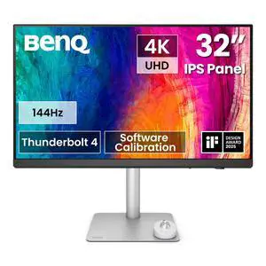 BenQ PD3226G 32 4K UHD (3840x2160) 144Hz Monitor for Designers, IPS, 95% P3, 100% sRGB, 90W Thunderbolt 4, Software Calibration, KVM, Daisy Chain, Reflection-Free Nano Matte Panel, Height Adjustable