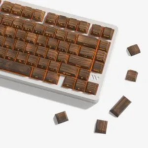 Shine Through Keycap 60 65 75 100 Percent,Cherry Key cap 136 Keys PBT Dye Sublimation Custom Keyboard Keycaps Set for Mechanical Keyboard 61/64/75/84/87/104/108 Layout with Key Puller (Wood Style)