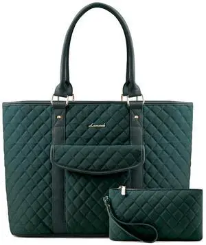 LOVEVOOK Laptop Tote Bag for Women 15.6 Inch,Waterproof Computer Bag for Laptop for Womens,Quilted Travel Work Tote Bags for Women,Stylish Laptop Bag Purse with Luggage Sleeve for Teacher,Nurse,Office