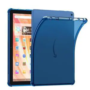 MoKo Case for All-New Amazon Kindle Fire HD 10 Tablet (13th Generation, 2023 Release) 10.1", Ultra Clear Soft Flexible Transparent TPU Skin Bumper Back Cover for fire Tablet 10 2023, Translucent Blue