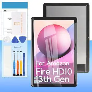 Screen Replacement for Amazon Fire HD 10 13th Gen 2023 TG425K 10.1" LCD Display Touch Screen Digitizer Full Assembly | Tools | Black