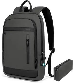 Business Backpack for Men Lightweight Commute Laptop Backpack Anti-Theft Water Resistant Backpack for 17.3 Inch Computer for Daily Office Work with Small Bag (Grey)