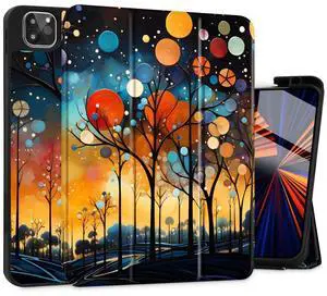 Tuiklol for iPad Pro 11 inch Case (5th Generation 2024) M4 Chip - Support Pencil 2rd / USB-C Holder, Slim TPU Protective Stand Back Cover with Smart Trifold Stand Auto Wake/Sleep,Colored Balloons