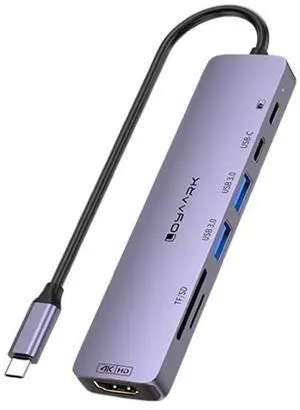 USB C HUB,USB C to 4K60hz HD Multi-Port Adapter for MacBook Pro,2 USB 3.0 and 1 5Gbps Type-C Data Ports,USB c Splitter with 4K60hz HD Port,PD 100W Smart Charging,SD/TF3.0 Dual Disc Reader