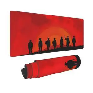 Gaming Mouse Pad, Large Non-Slip Rubber Base Mousepad, Keyboard Mouse Mat, Desk Pad with Stitched Edges, 31.5x11.8inch,Western-Style Cowboy