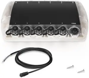 411850-1 AS ETH 5PGL Ethernet Switch for Humminbird - 5 Port Gigabit Network Hub Connecting Fish Finders, Radar, MEGA Live Imaging, Trolling Motor, and GPS - Power Cable and Mounting Hardware Included