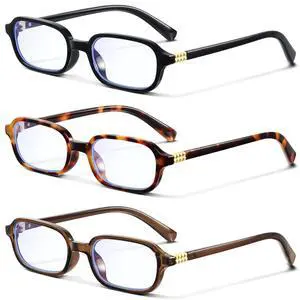 Retro Rectangle Glasses for Women Small Square Blue Light Blocking Glasses Reduce Eye Strain