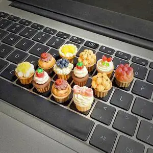 Cute Raised Keyboard Stickers for Long Nails,3D Resin Cakes Comfortable Typing Keyboard Covers for Typing and Gaming Using on Laptop PC Computer Notebook Desktop,Cupcake Keycap Riser (Cupcake,16pcs)