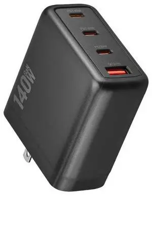 140W USB C Charger, 4-Port Foldable Compact Fast Laptop Charger Power Adapter, Advanced GaN Wall Charger, Compatible for MacBook Pro/Air, iPad Pro, iPhone 16 Pro, Galaxy S25/S24, Steam Deck, and More