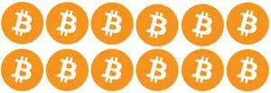 12 Pack Bitcoin Logo Sticker - BTC Bit Coin Crypto Vinyl Decal for Laptop Phone Car Orange (1.5" x 1.5" (12 Pack))