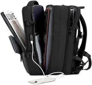 Expandable Travel Backpack for Men Women,Large Carry on Backpack Suitcase with USB Charging Port,Mochila Bag fits 17.3" Laptop TSA Approved, Waterproof Weekender Business Hiking Casual Gifts