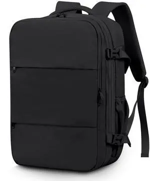 Lovvento Air Vacuum Compression Travel Backpack: Expandable Carry On Bag Vacuum with Pump Fit 17.3inch Laptop for Women and Men - Suitable for Business and Work Waterproof(Black)