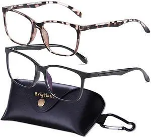 Brigtlaiff Round Blue Light Blocking Glasses for Men Women, Computer Gaming TV Glasses Anti Eyestrain with Metal Frame (Black+Leopard)