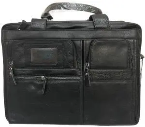 Air-Ads Supplies Professional Leather Briefcase with Password Lock, 14 inch Business Messenger Bag, Black