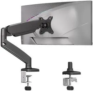 JIEZIKONGJIAN Single Monitor Desk Mount for Max 32 inch Screen, Gas Spring Arm, Stand with Clamp/Grommet Mounting Base, VESA 75x75mm & 100x100mm, Mounts Fit 4.4-17.6lbs Computer, Black