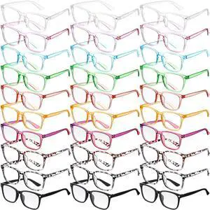 Jerify 30 Pack Blue Light Glasses for Woman Men, Fashion Bluelight Blocking Glasses for Computer Use Gaming Work, Anti Eyestrain (10 Colors)