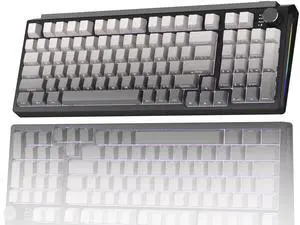 FunHub Wireless/Wired Mechanical Keyboard,98% Hot Swappable Custom Keyboard with Knob,RGB Backlit,Sea Wood Switches,Side Printed PBT Keycaps,2.4GHz/USB-C/BT5.0 Gaming Keyboards for PC Computer