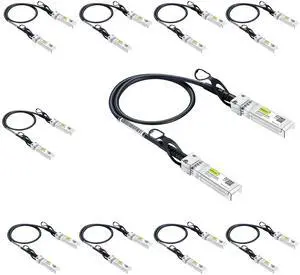 10Gtek 10G SFP+ DAC Cable - 10GBASE-CU Passive Direct Attach Copper Twinax SFP Cable for Cisco SFP-H10GB-CU0.25M, Meraki MA-CBL-TA-0.25M, Fortinet, Ubiquiti UniFi, 0.25-Meter(0.82ft), 10-Pack