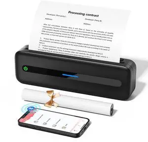 ItriAce Portable Printer, 300DPI Wireless Bluetooth Thermal Printers, Support Multi-Size Thermal Paper, Compatible with iOS, Android & PC, Inkless Mobile Printer for Travel, Office, School, Black