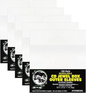 CD Sleeves - RESEALABLE Premium 2mil Thick - Archival Quality, Crystal Clear - Holds 1 Standard 10.4mm CD Jewel Box (500 Sleeves)