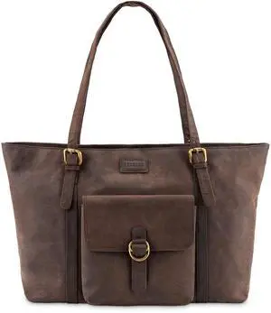 LEABAGS Verona Shopper I Genuine buffalo leather handbag for women, vintage look I Laptop up to 15 inches I Shoulder bag