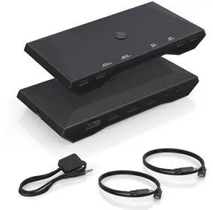 USB C KVM Switch, 4K@60Hz Dual Ports USB Type-C KVM Switches for 2 Computers Share One HDMI HD Monitor, Audio Microphone Output, USB C Switch Selector with 3 USB Supported USB Devices Keyboard Mouse