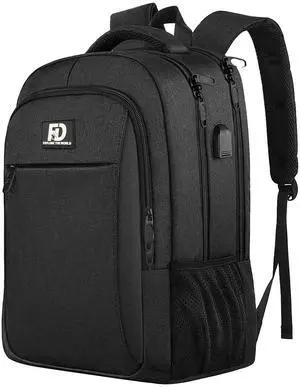 Large Travel Laptop Backpack, Business Anti Theft Slim Sturdy 18 Inch Laptop Backpack with USB Charging Port, Waterproof College Computer Bag Gift for Mens & Women Backpack, Black