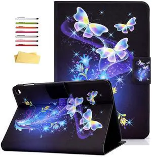 UUcovers Case for Amazon Kindle Fire HD 10/10 Plus Tablet (only Fits 11th Generation, 2021 Release) 10.1" with Stand/Card Pockets/PU Leather Shockproof Cover [Auto Sleep/Wake],Purple Butterfly Flower