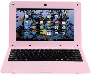 Goldengulf 2025 Version 10.1 Inch Portable 8GB Computer Laptop PC Quad Core Android 6.0 Mini Netbook Slim and Lightweight Notebook YouTube Player Flash (Pink)