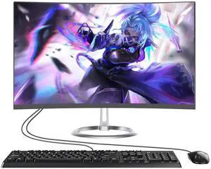 SIUGHVA 24" Curved FHD All-in-One Desktop Computer, N5095 8GB RAM, 512GB SSD, Quad-Core, Wired Keyboard & Mouse, RGB Speaker (N5095/8G/512G)