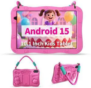 VASOUN Android 15 Kids Tablet 10.1" HD IPS Display 8GB RAM (3+5GB Extended) 32GB Storage 6000mAh Battery WiFi 6 Parental Controls & Lanyard Included