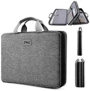 ZINZ Laptop Case 15 15.6 16 inch Sleeve, Expandable Computer Hand Bag with Multi-pockets Compatible with MacBook Pro 16 inch M4/M3/M2/M1, MacBook Air/Pro 15 inch and 15-16 inch NotebooksG01BK01