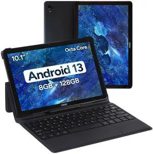Fusion5 F202 8G 10.1 Inch Tablet with Docking Keyboard - Android 13, Full HD 10.1" IPS, Octa-Core, 8GB RAM, 128GB Storage, Dual Band WiFi, Bluetooth, USB-C, Type C, 13MP & 5MP Cameras
