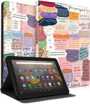 Wazzasoft for Amazon Kindle Fire HD 8/8 Plus Tablet Case 10th/12th Generation for Women Girls Folio Cover Cute Fashion Design Girly Kawaii Quotes Pretty Unique Teens Cases for Kindle Fire Case 8 Inch