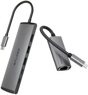 1pc USB C to 1Gbps Ethernet Adapter & 1pc 7 in 1 USB-C Hub