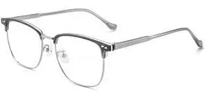 SooGree Blue Light Blocking Glasses Men Women Half Frame UV400 Glasses Clear Lens Anti Eyestrain Glasses Computer Gaming (Metal, 8030 Translucent Gray Silver (anti-blue light lens))